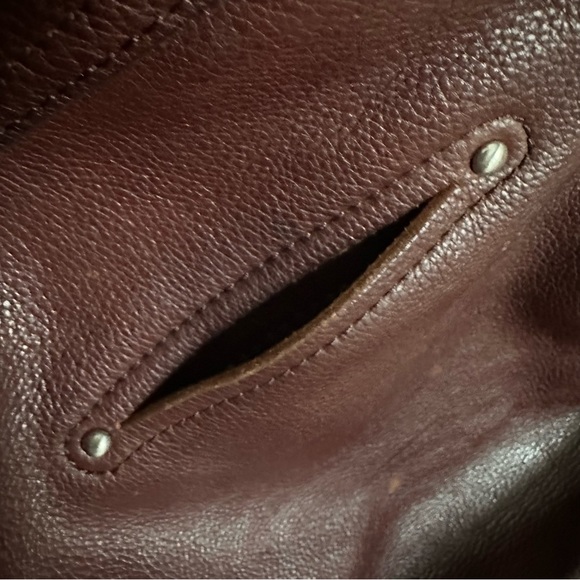 Rare B. MAKOWSKY Brown Leather Handbag with Brushed Steel Hardware - Picture 7 of 14